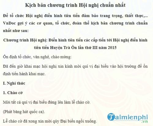 5 kịch bản chương trình, hội nghị phổ biến