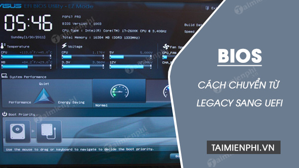 Cách chuyển Legacy sang UEFI trong BIOS máy tính