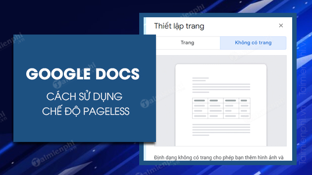 Cách sử dụng Pageless trong Google Docs