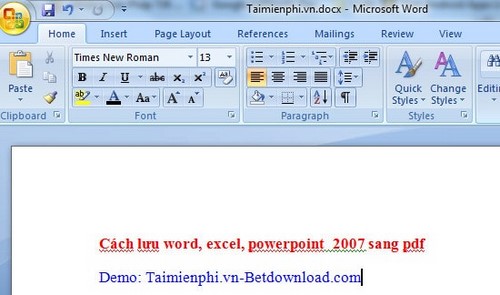 Cách lưu word, excel, powerpoint  2007 sang pdf