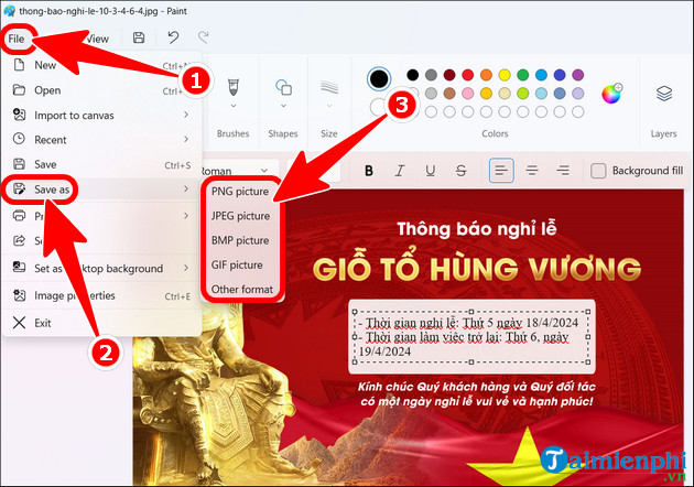 tạo banner thong bao nghi le gio to hung vuong 2024