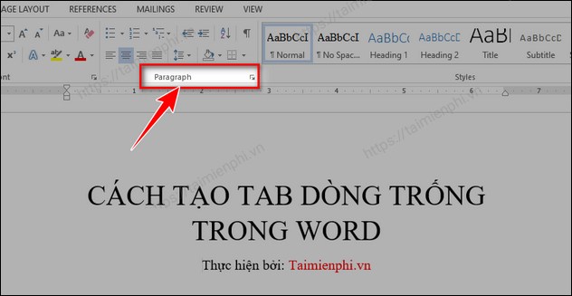 tao dong cham trong word