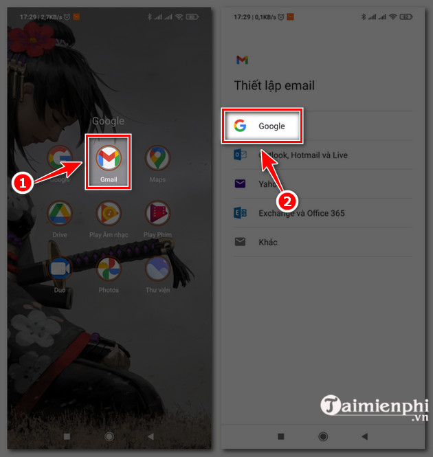 cach dang nhap gmail tren dien thoai