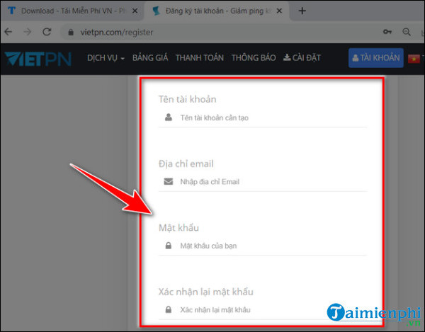 cach dang ky tai khoan vietpn tren may tinh