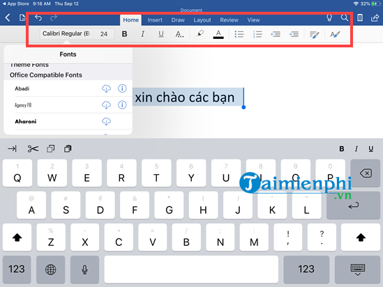tai va su dung word tren ios