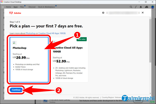 cach tai va cai photoshop beta ai 2023