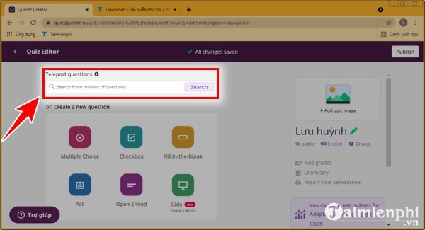 Cach tao trac nghiem tren Quizizz