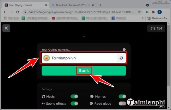 dang nhap tro choi quizizz