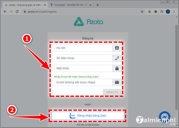 cach tao tai khoan azota