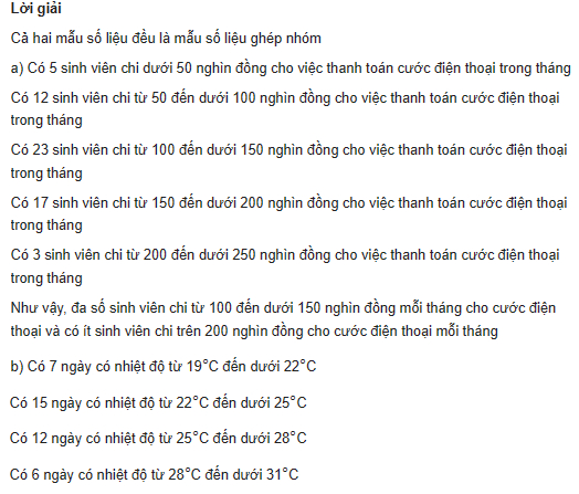 giai toan lop 11 trang 61 sach kntt tap 1 mau so lieu ghep nhom 2