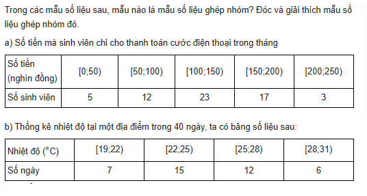 giai toan lop 11 trang 61 sach kntt tap 1 mau so lieu ghep nhom