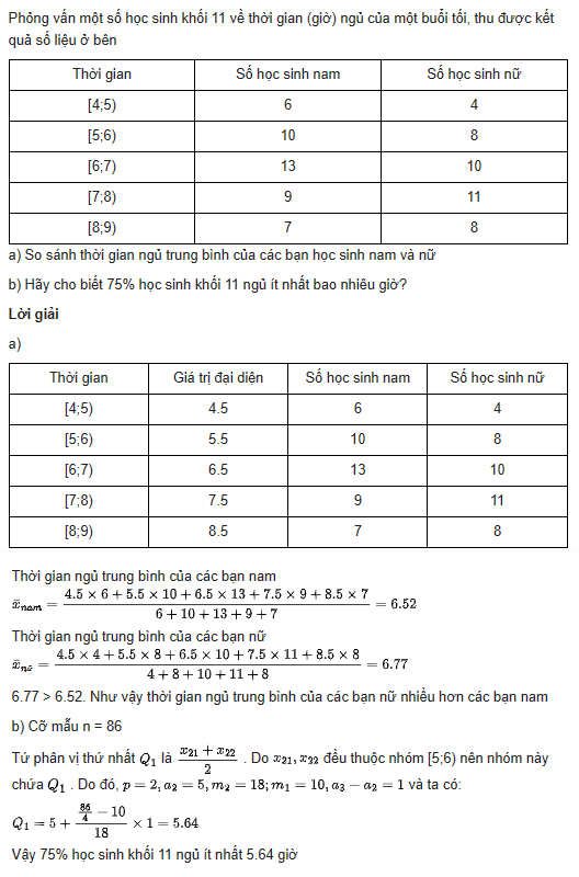 giai toan lop 11 trang 67 sach kntt tap 1 cac so dac trung do cac xu the trung tam 6