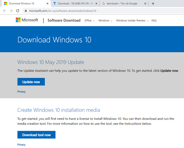 link tai file iso windows 10 build 19603 2