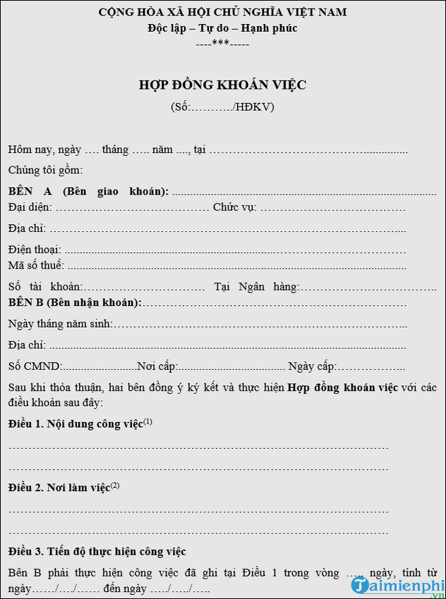 Download mau hop dong giao khoan cong viec