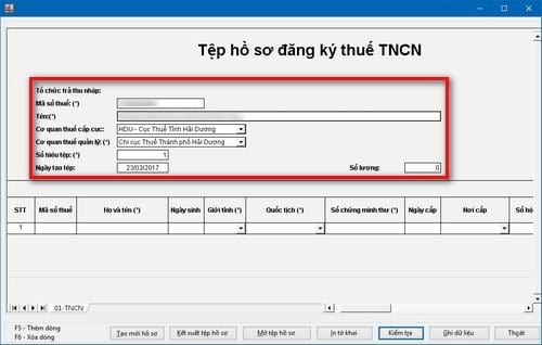 cach tao to khai dang ky ma so thue tncn tren qttncn