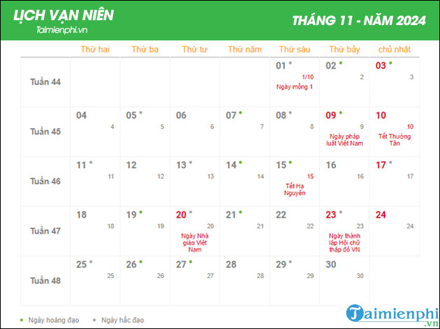 xem lich am duong 2024 thang 11