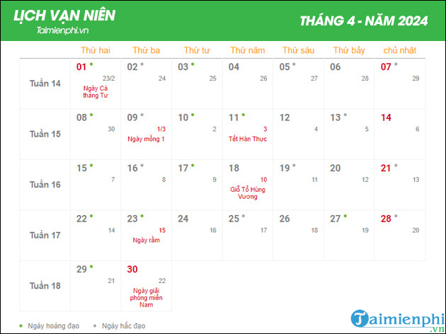xem lich am duong 2024 thang 4